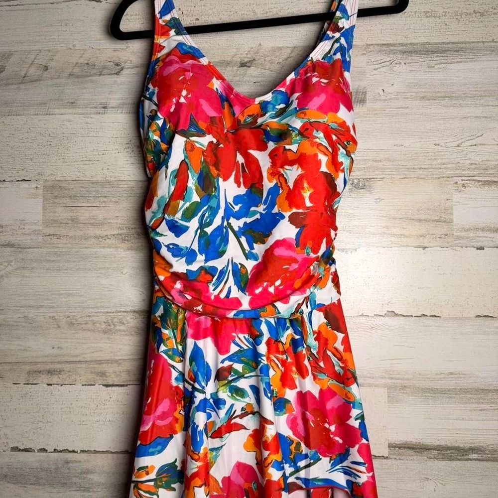 Bright Floral One Piece Swim Dress